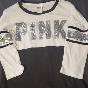 Victoria's Sectet Pink Silver Sequined Shirt